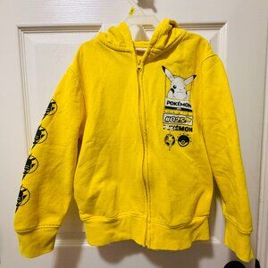 Pokemon Pikachu Zip Up Hoodie Youth Size Medium Yellow